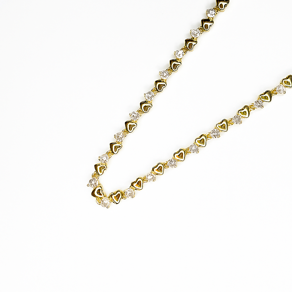 Necklace, chain, heart, heart chain, strass, chocker, titanium, hypoallergenic, jewelry