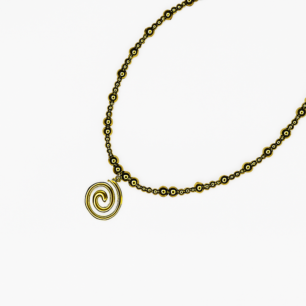 Necklace, jewelry, gold, gold plated, spiral, pendant, original chain, stainless steel, hypoallergenic