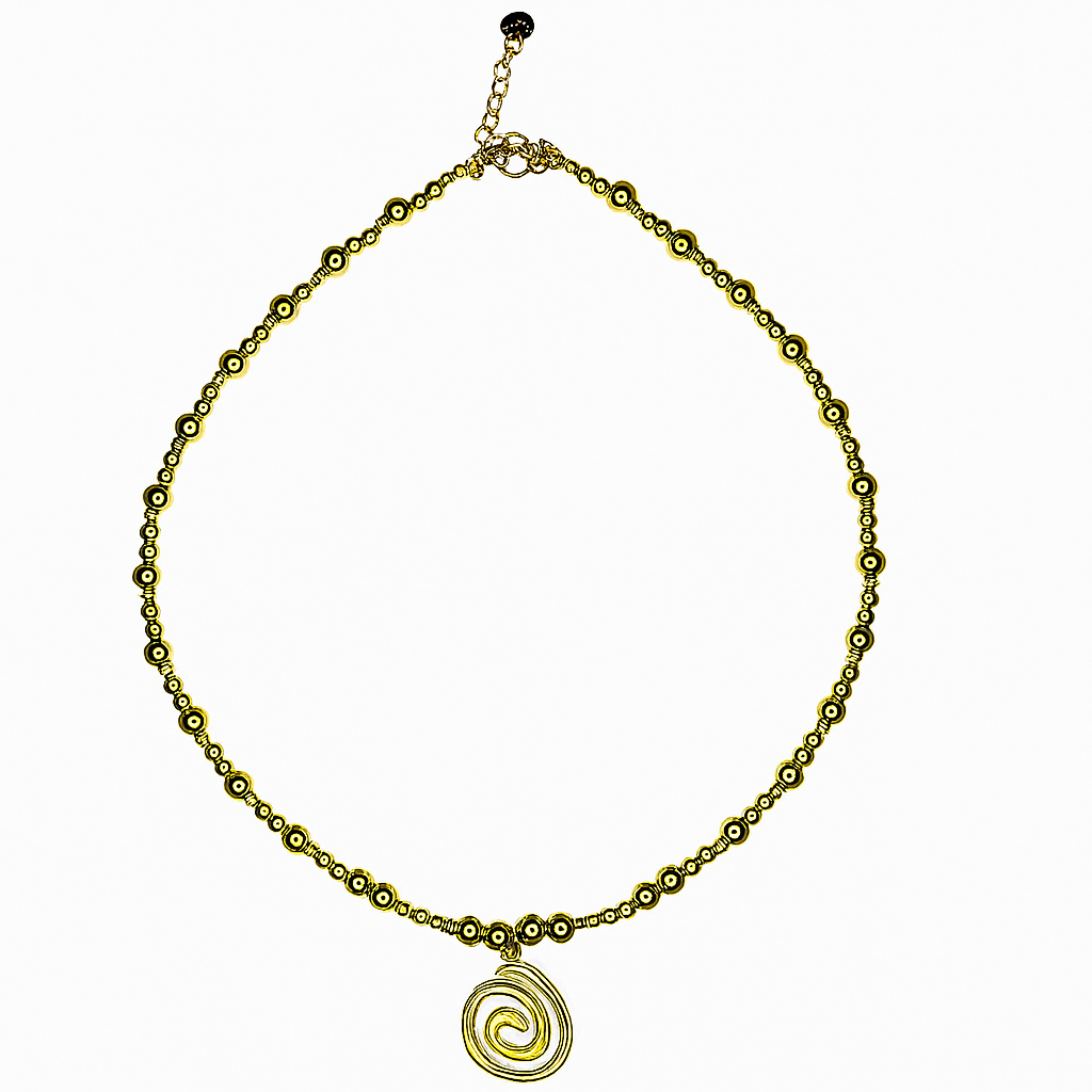 Necklace, jewelry, gold, gold plated, spiral, pendant, original chain, stainless steel, hypoallergenic