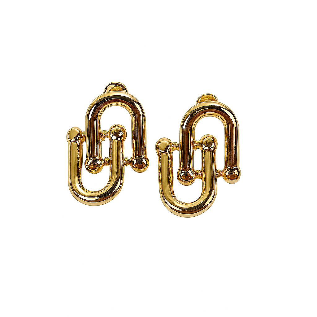 Earrings, chain, gold, gold plated, stainless steel, hypoallergenic