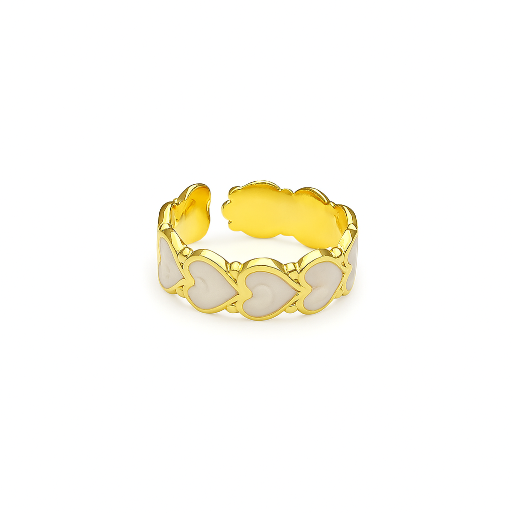 Ring, jewelry, stainless steel, gold, gold plated, hypoallergenic, heart, heart shaped