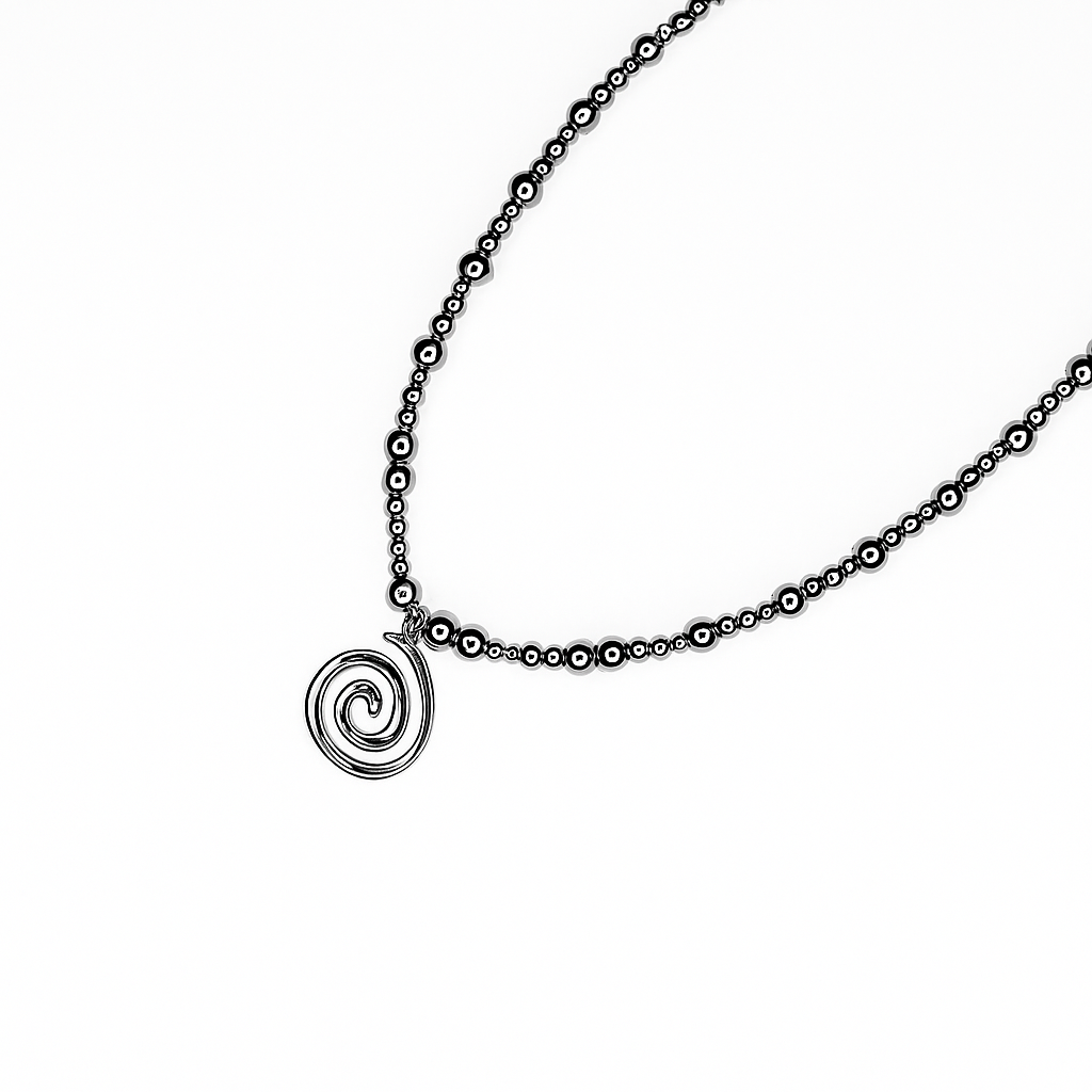 Necklace, jewelry, silver, spiral, pendant, original chain, stainless steel, hypoallergenic