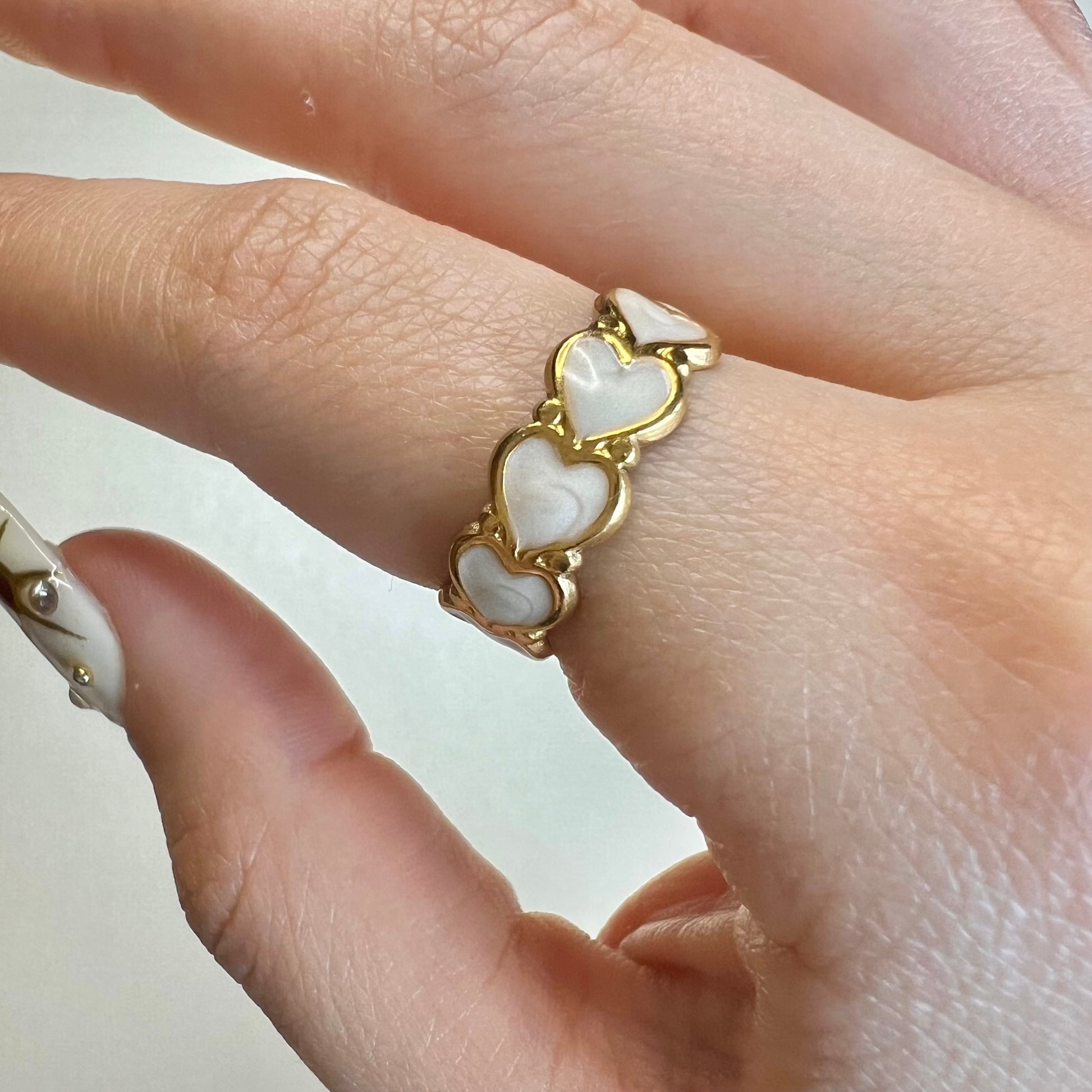 Ring, jewelry, stainless steel, gold, gold plated, hypoallergenic, heart, heart shaped