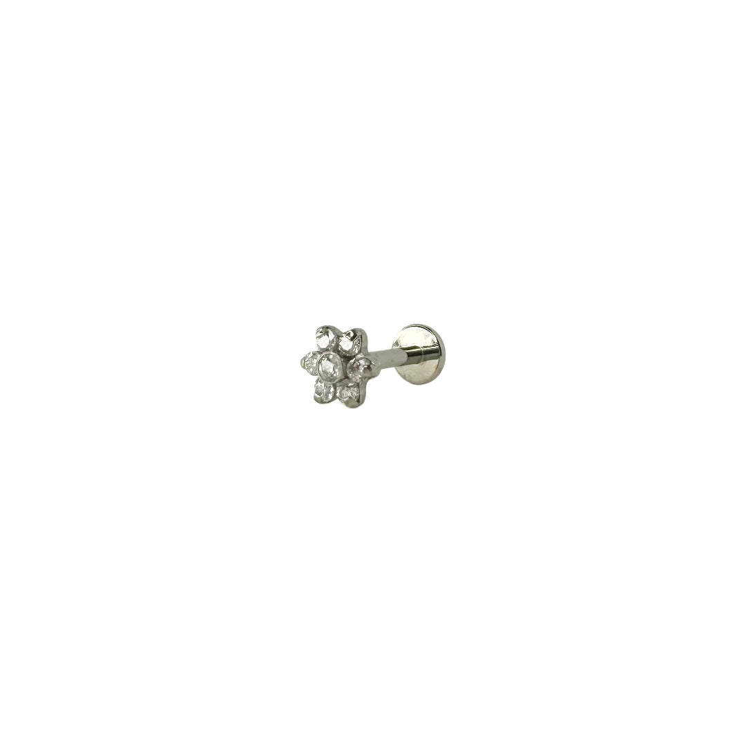 Piercing, stud, flat back, flower, titanium, hypoallergenic
