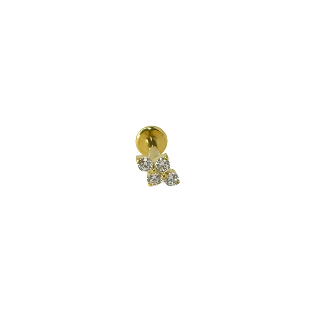 Piercing, stud, flat back, gold, gold plated, titanium, hypoallergenic