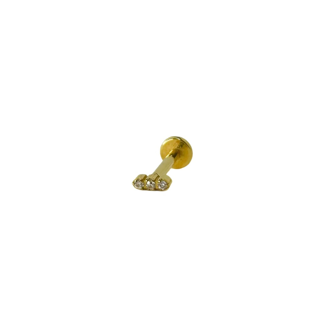 Piercing, stud, flat back, titanium, hypoallergenic, strass, stones, gold, gold plated