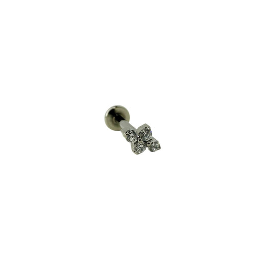 Piercing, stud, flat back, silver, titanium, hypoallergenic