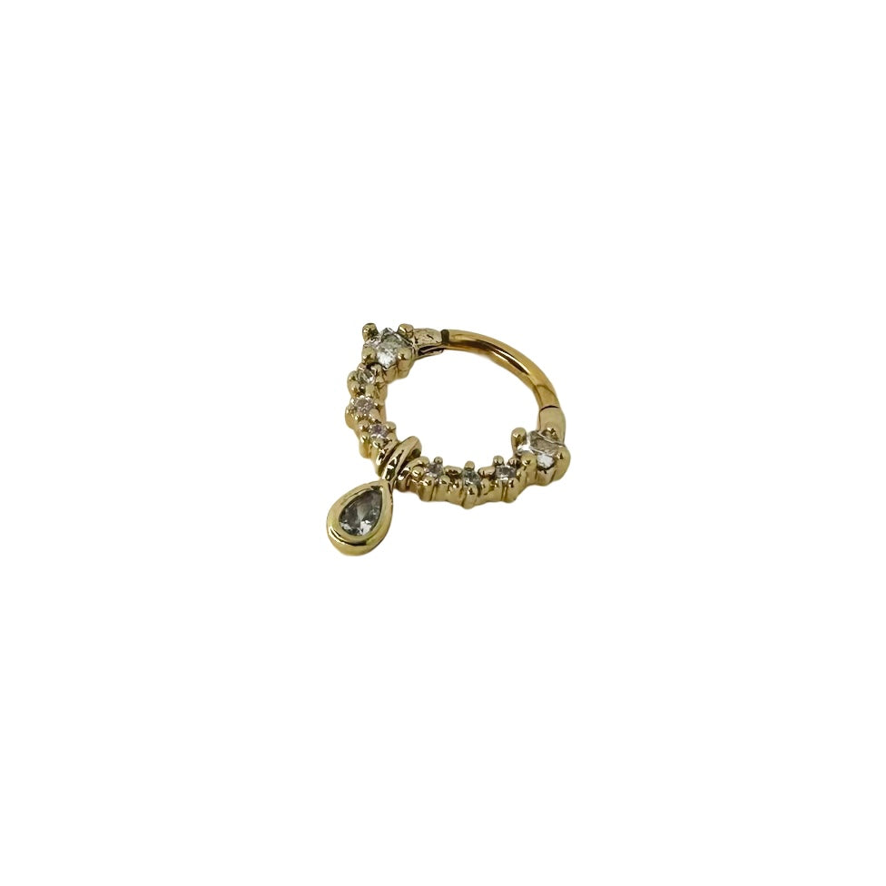 Piercing, clicker, titanium, hypoallergenic, strass, stones, gold, gold plated, pendant