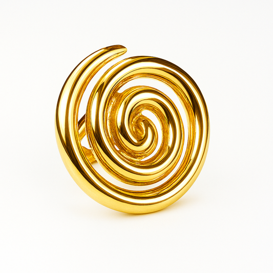 Ring, jewelry, gold, gold ring, spiral, gold plated, stainless steel, hypoallergenic 