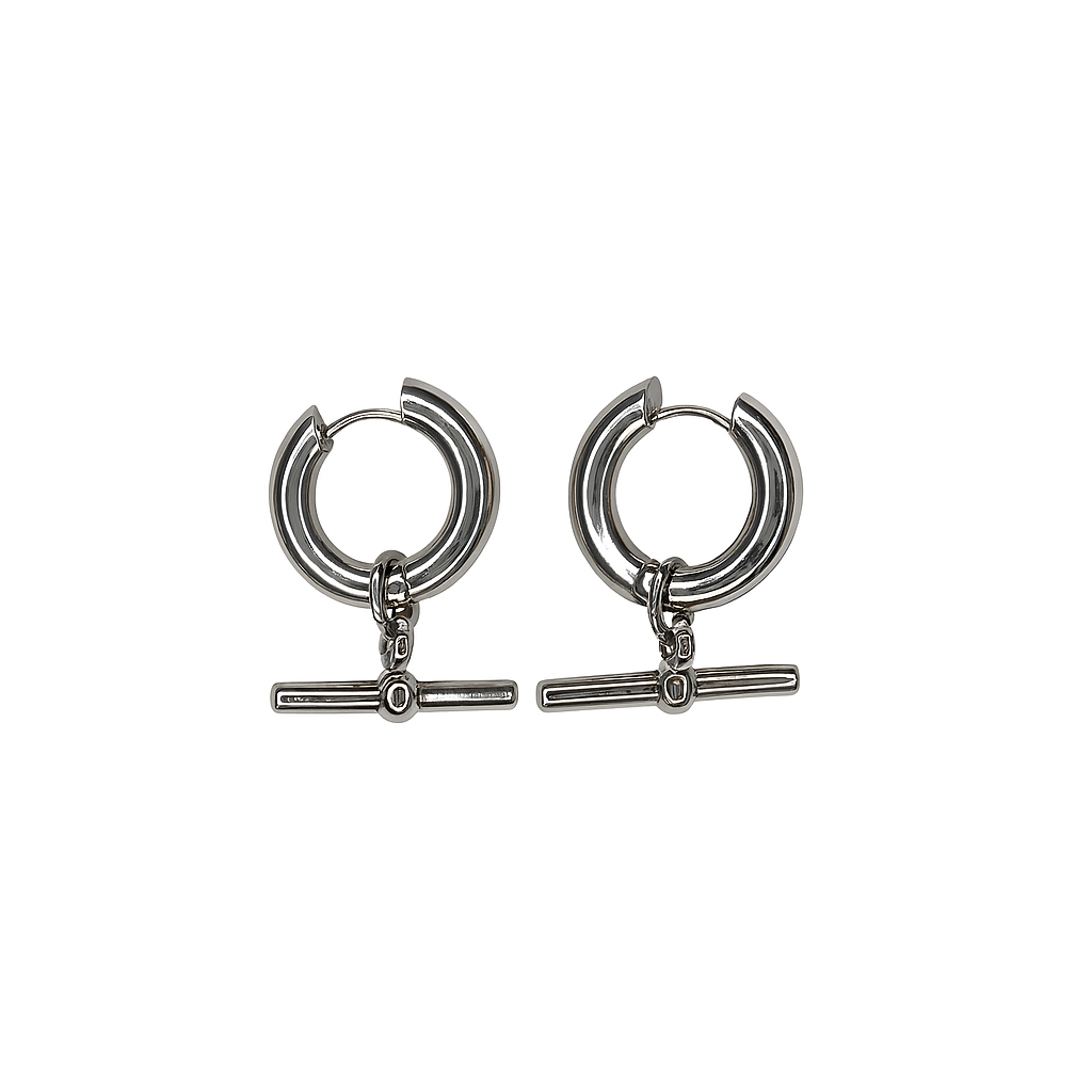 Earrings, silver, silver plated, clicker earrings, jewelry, pendant, horizontal pendant 