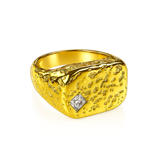Ring, jewelry, gold, gold ring, strass, signet, signet ring, hypoallergenic, stainless steel, gold plated 